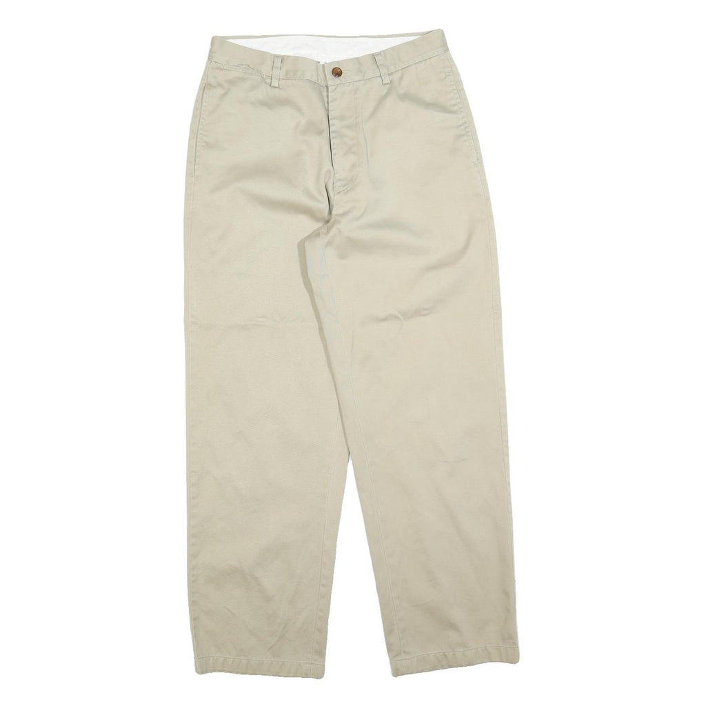 NAUTICA Mens Relaxed Beige Cotton Blend Trousers W30 L32 Zip Classic Straight