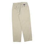 NAUTICA Mens Relaxed Beige Cotton Blend Trousers W30 L32 Zip Classic Straight