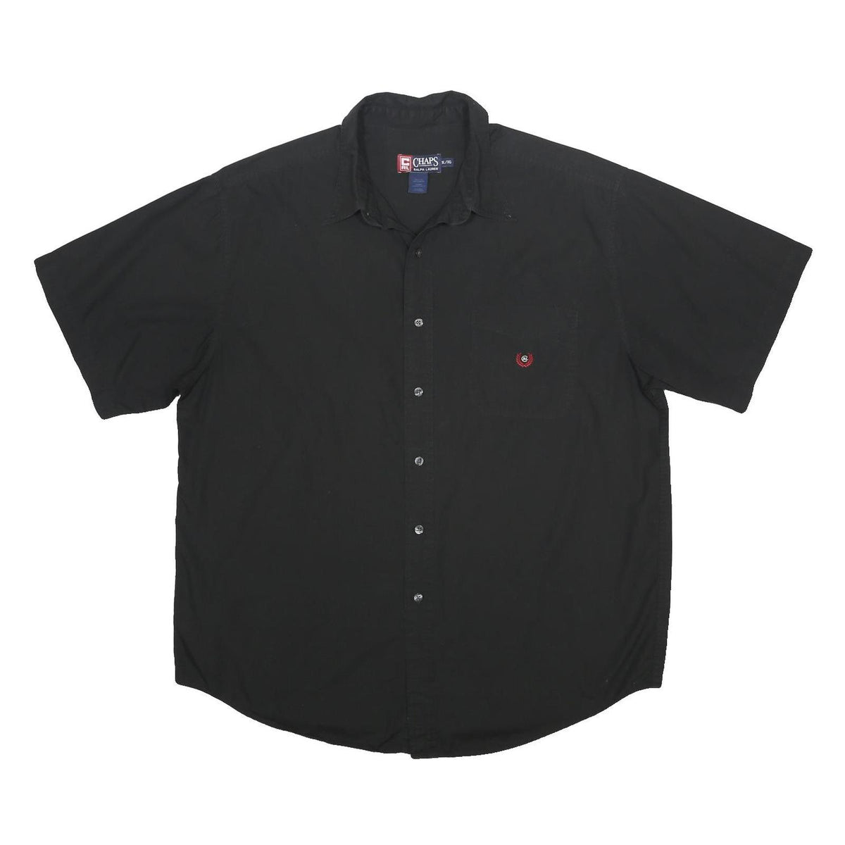 CHAPS RALPH LAUREN Mens Black Classic Fit Cotton Shirt XL Casual Short Sleeve