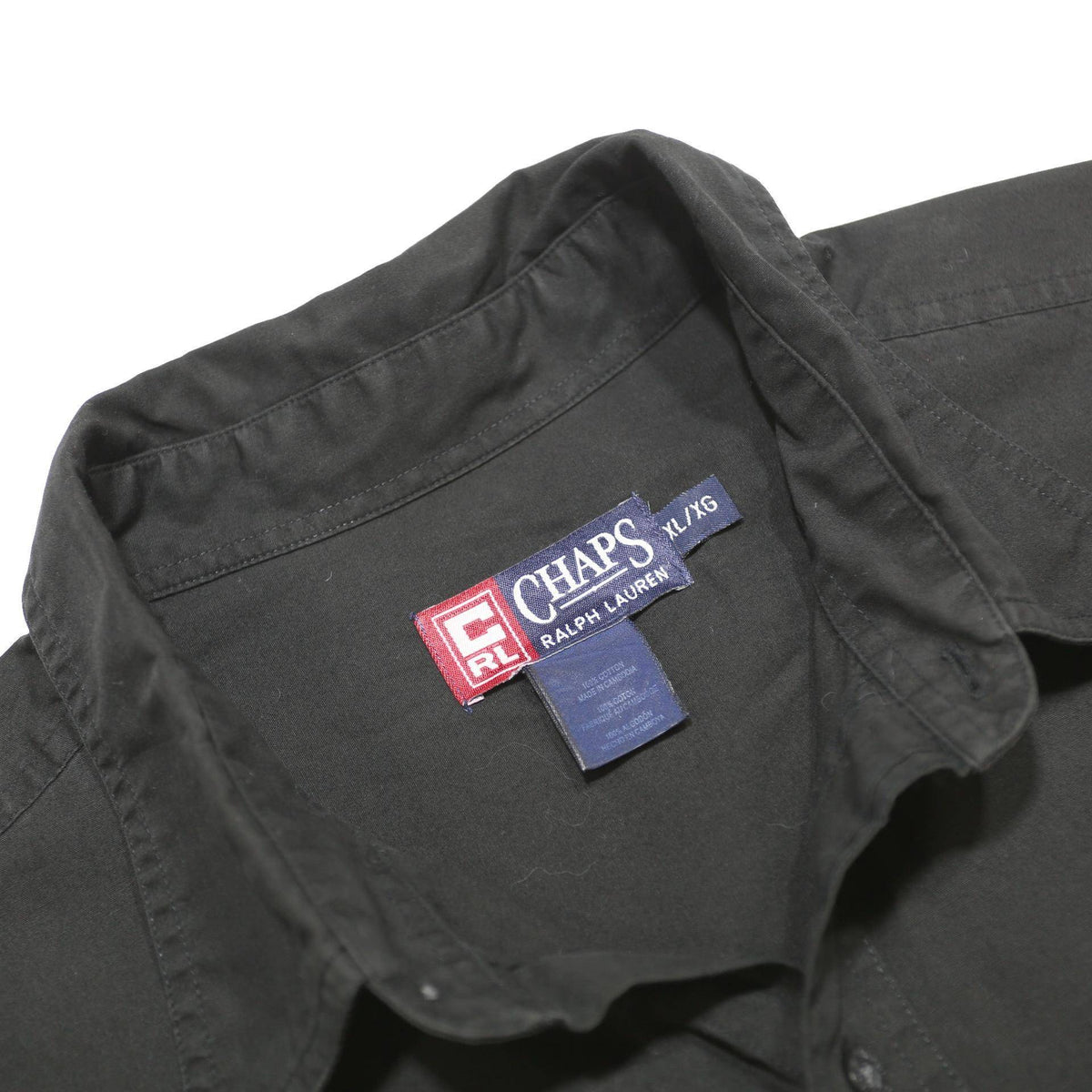 CHAPS RALPH LAUREN Mens Black Classic Fit Cotton Shirt XL Casual Short Sleeve