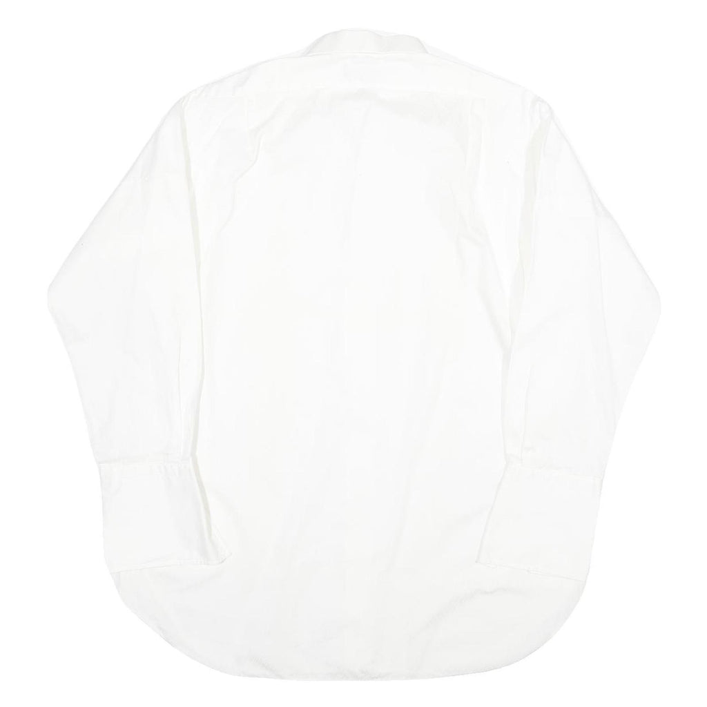 Mens White Cotton Blend Shirt Long Sleeve Button Up L Classic Formal Casual