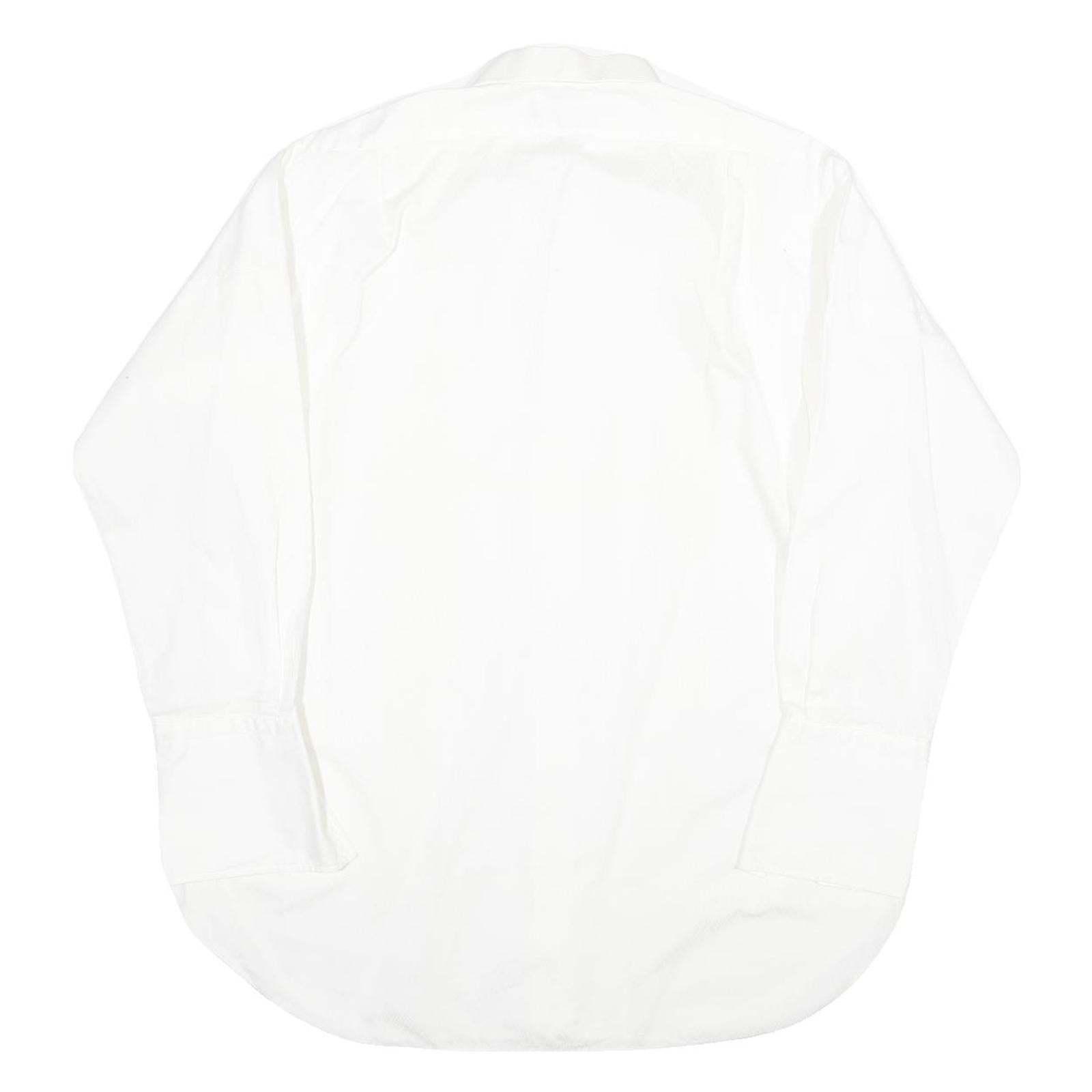 Mens White Cotton Blend Shirt Long Sleeve Button Up L Classic Formal Casual