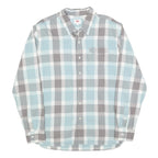 LEVI'S Mens Blue & Grey Check Shirt L Cotton Blend Long Sleeve Casual