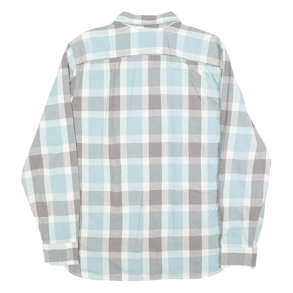 LEVI'S Mens Blue & Grey Check Shirt L Cotton Blend Long Sleeve Casual