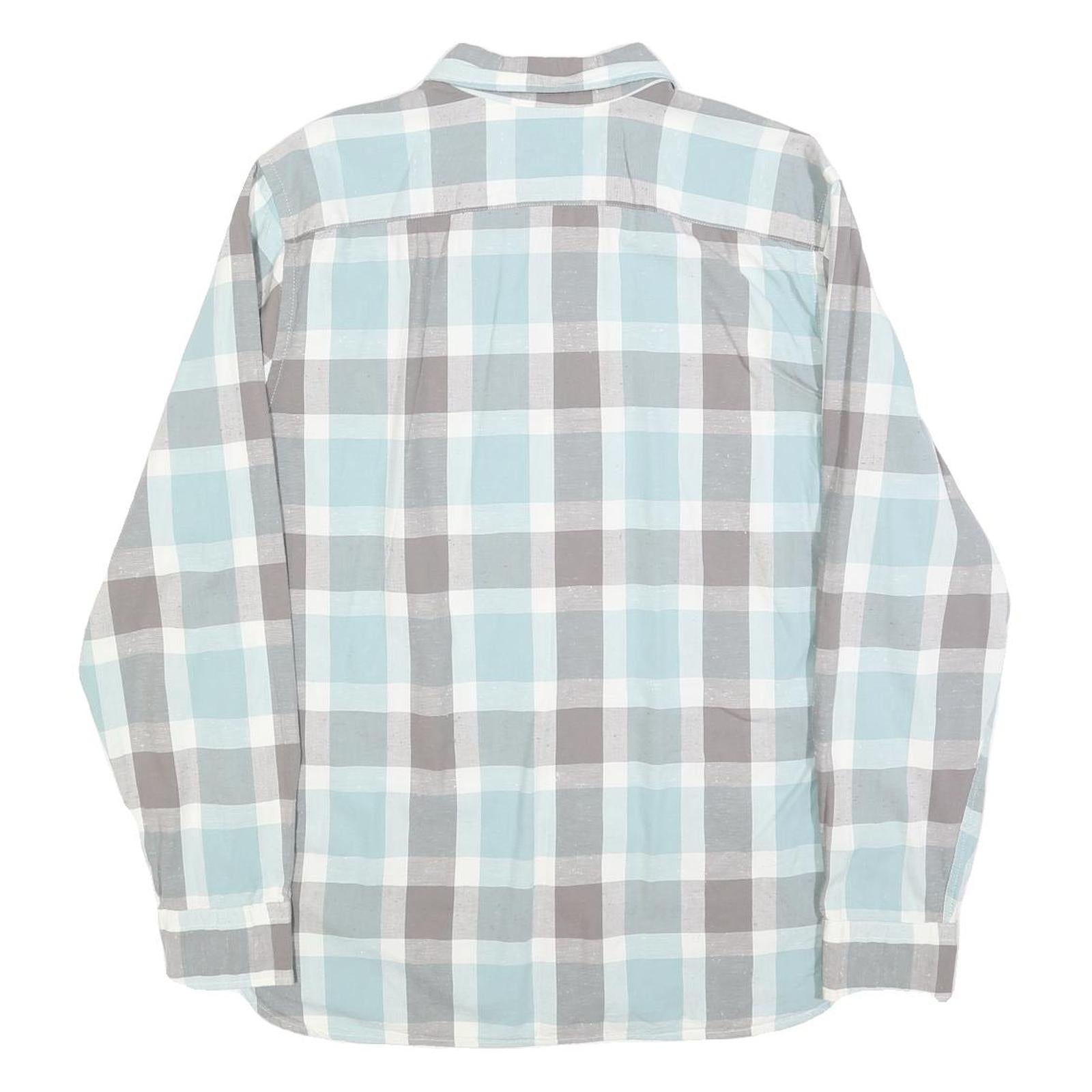 LEVI'S Mens Blue & Grey Check Shirt L Cotton Blend Long Sleeve Casual