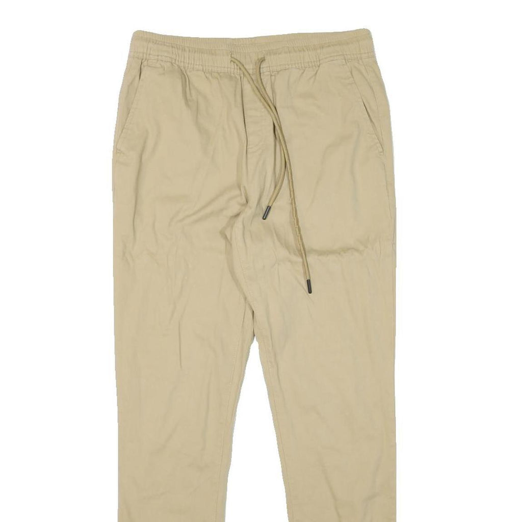 Womens Beige Regular Fit Drawstring Cotton Blend Trousers W29 L30 Casual Comfort