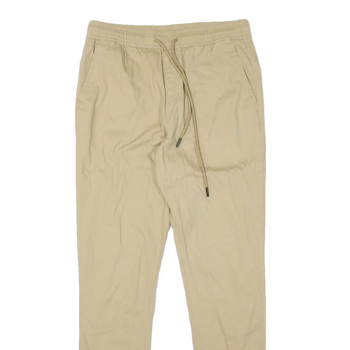 Womens Beige Regular Fit Drawstring Cotton Blend Trousers W29 L30 Casual Comfort