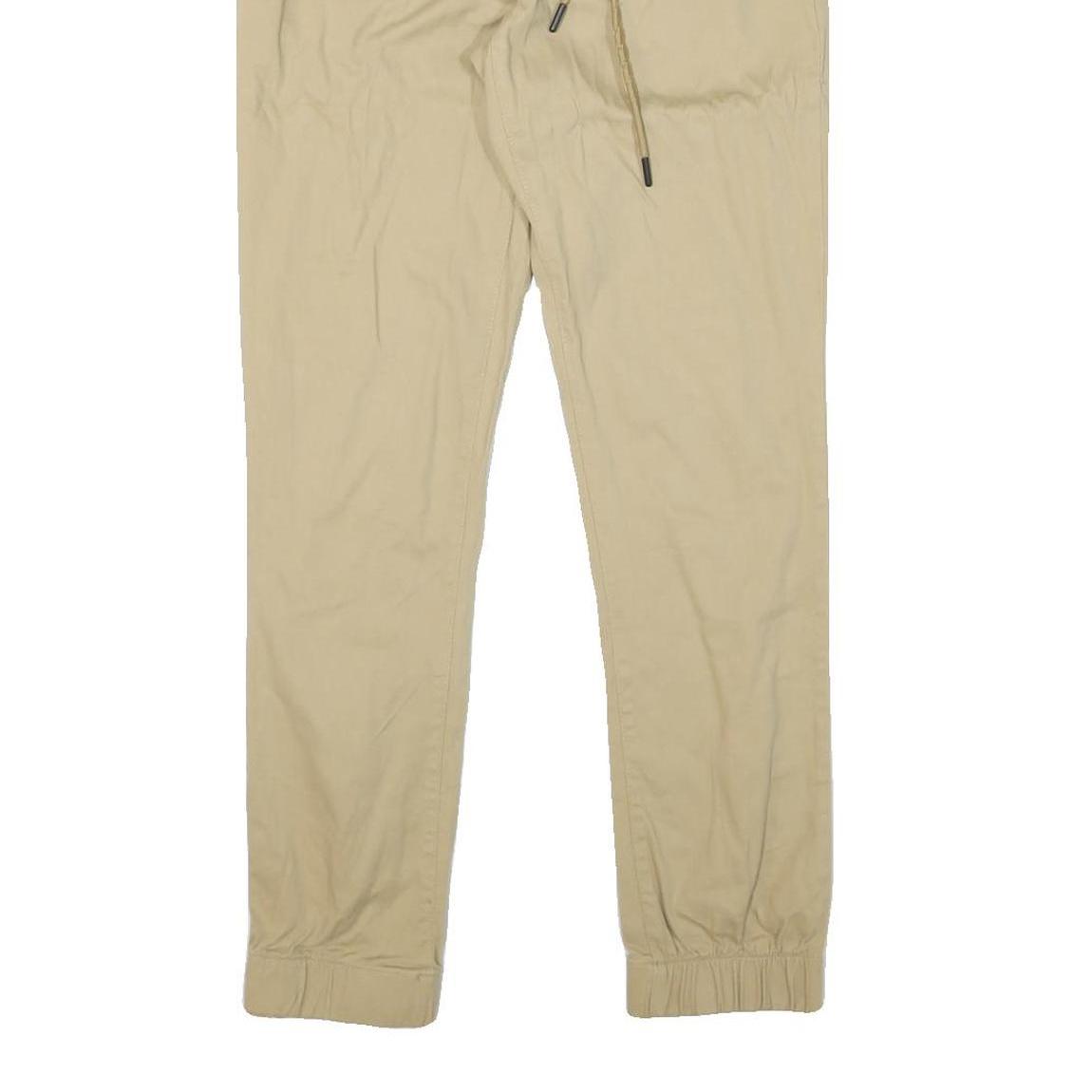 Womens Beige Regular Fit Drawstring Cotton Blend Trousers W29 L30 Casual Comfort