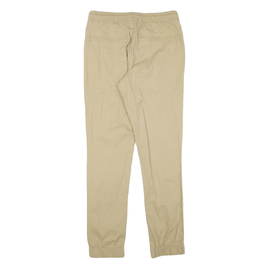 Womens Beige Regular Fit Drawstring Cotton Blend Trousers W29 L30 Casual Comfort