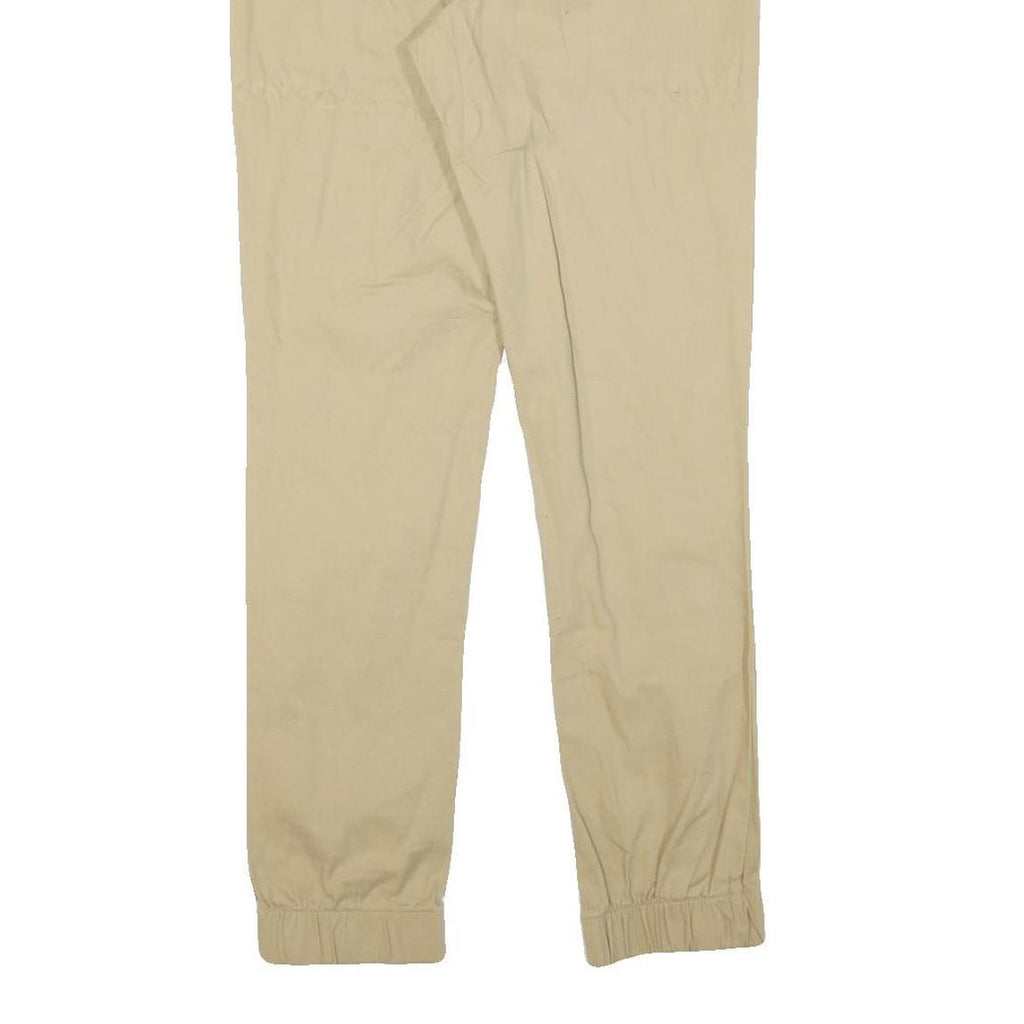 Womens Beige Regular Fit Drawstring Cotton Blend Trousers W29 L30 Casual Comfort