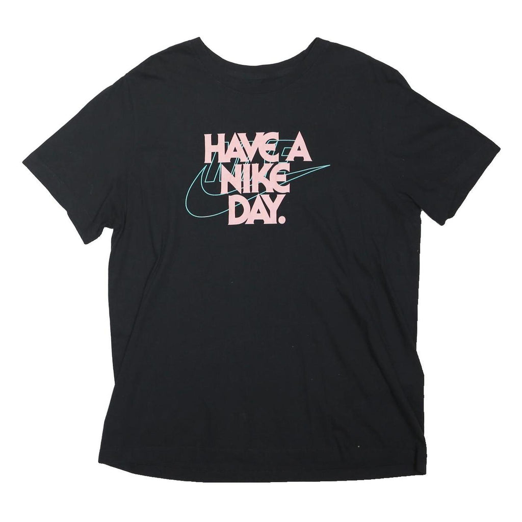 NIKE Mens Black Have A Nike Day Graphic T-Shirt L Short Sleeve Crew Neck