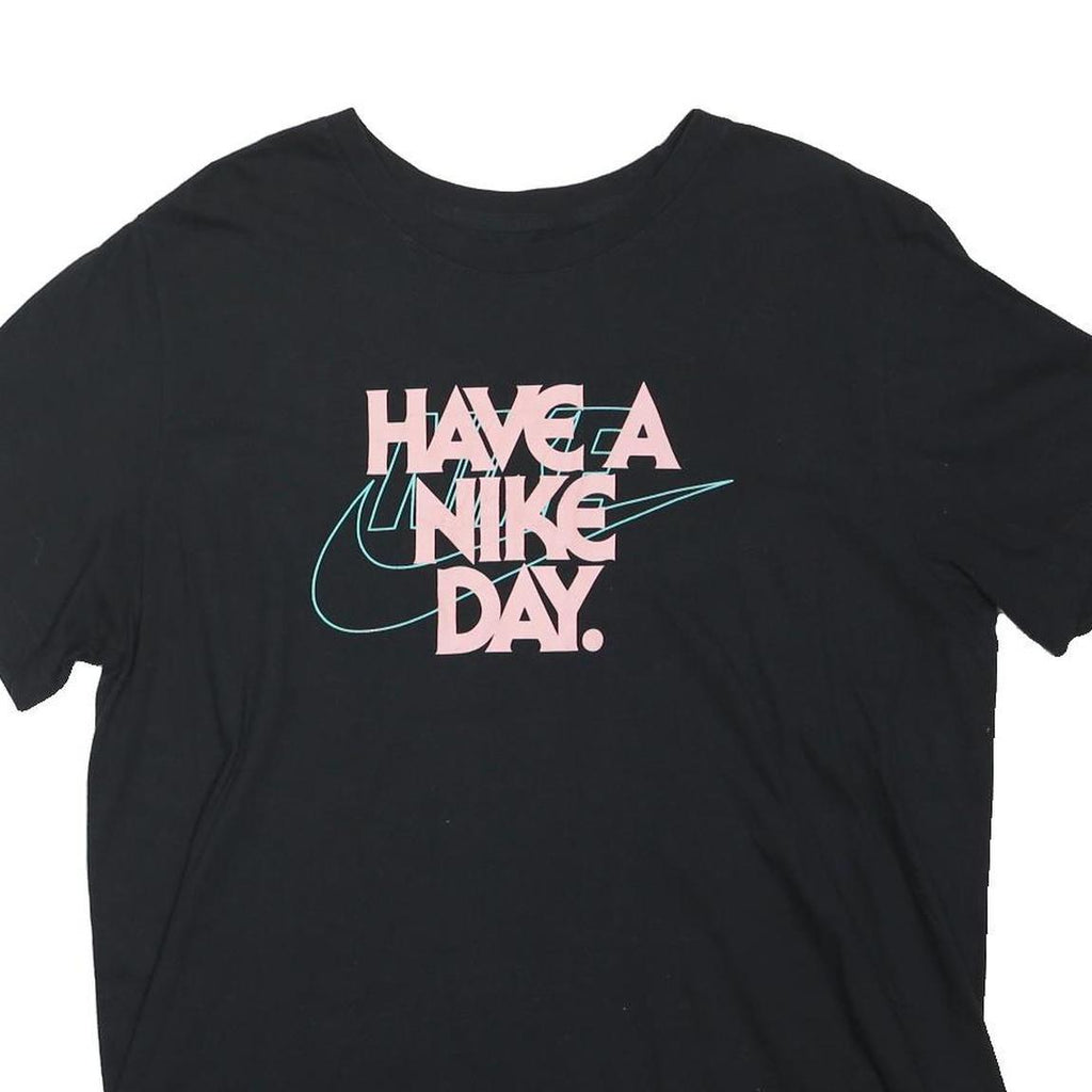 NIKE Mens Black Have A Nike Day Graphic T-Shirt L Short Sleeve Crew Neck
