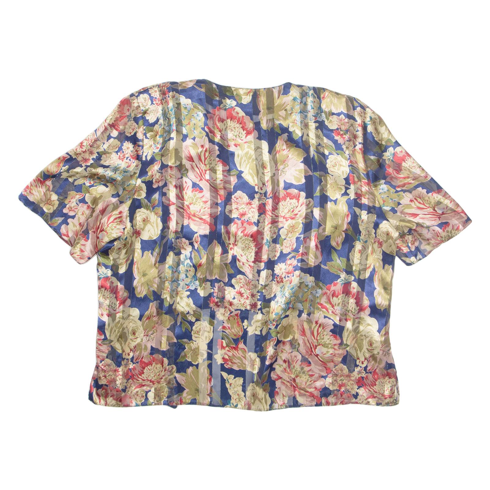 Womens Blouse Blue V-Neck Floral 2XL
