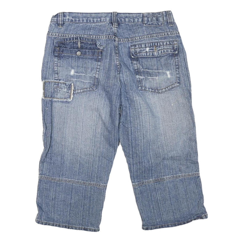 SOUTHERN Mens Denim Blue Casual Shorts L W38 Distressed Cotton Blend