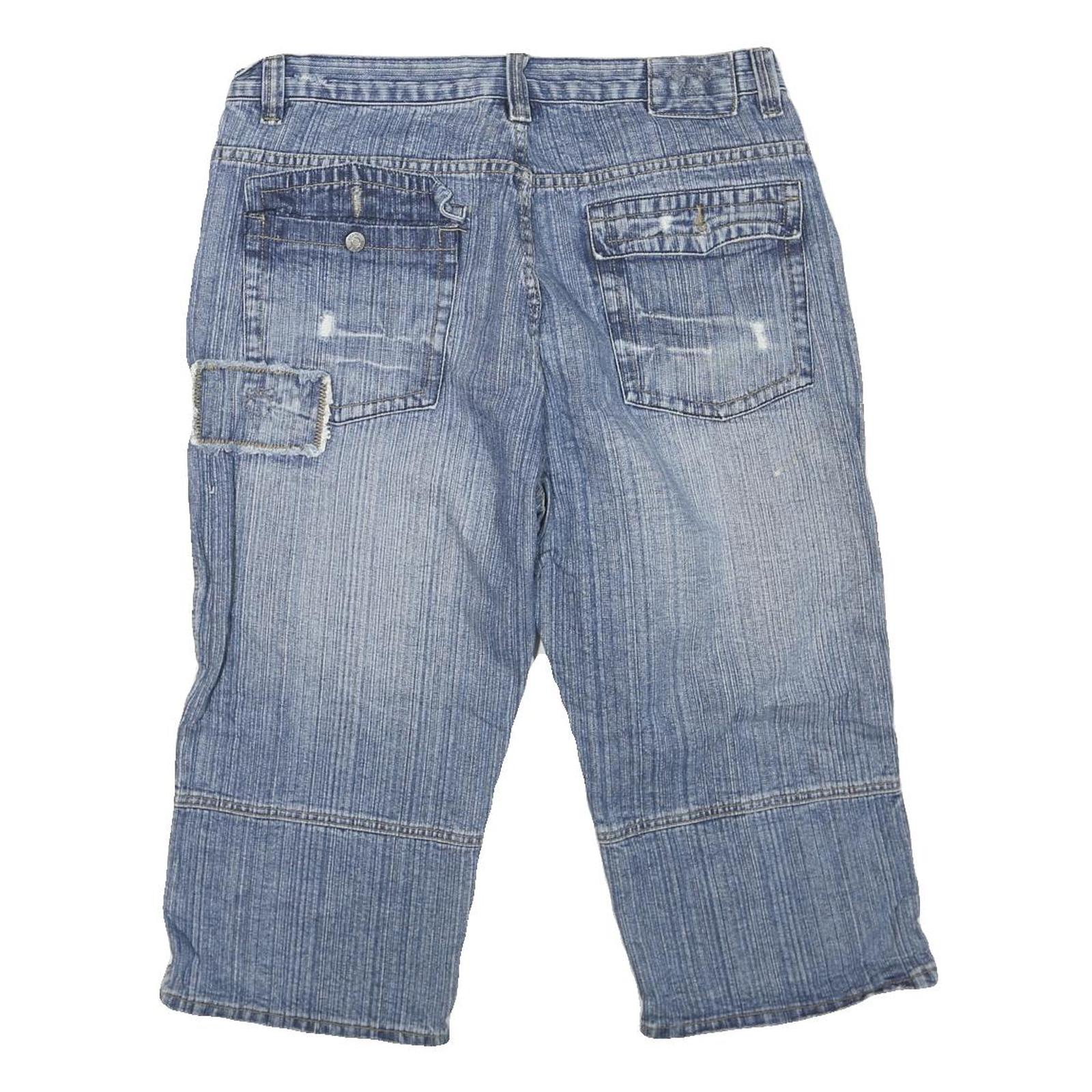 SOUTHERN Mens Denim Blue Casual Shorts L W38 Distressed Cotton Blend