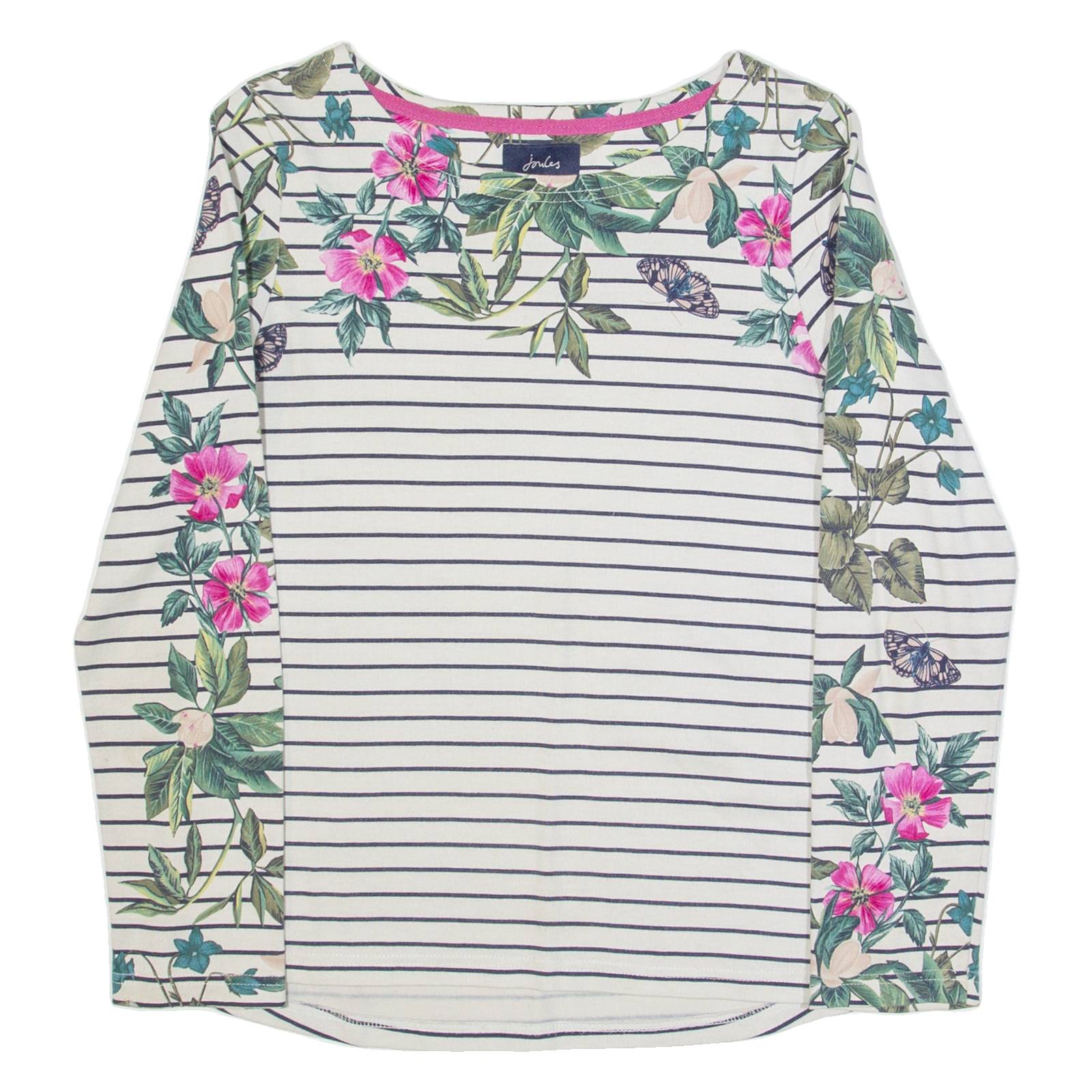 JOULES Womens Patterned Jumper White Striped Tight Knit UK 6