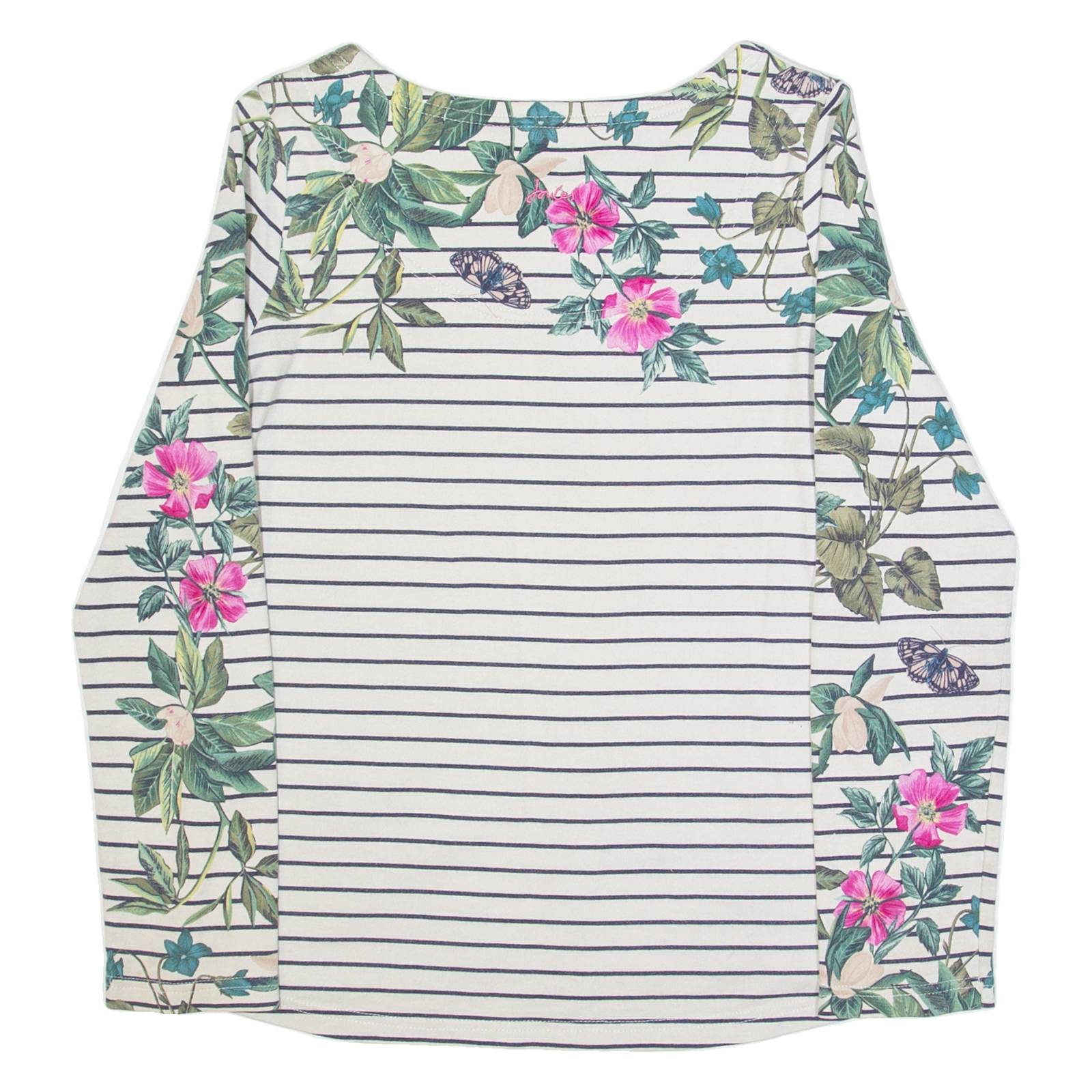 JOULES Womens Patterned Jumper White Striped Tight Knit UK 6