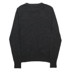 HILFIGER DENIM Mens Black Plain Crew Neck Basic Knit Jumper Size S Cotton Blend