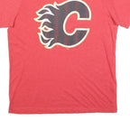 NHL Mens Red Calgary Flames Graphic T-Shirt L Short Sleeve Crew Neck
