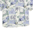 LEE DAVIDS Womens Blue Cream Printed Top Short Sleeve Round Neck L Cotton Blend