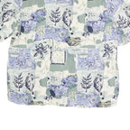 LEE DAVIDS Womens Blue Cream Printed Top Short Sleeve Round Neck L Cotton Blend