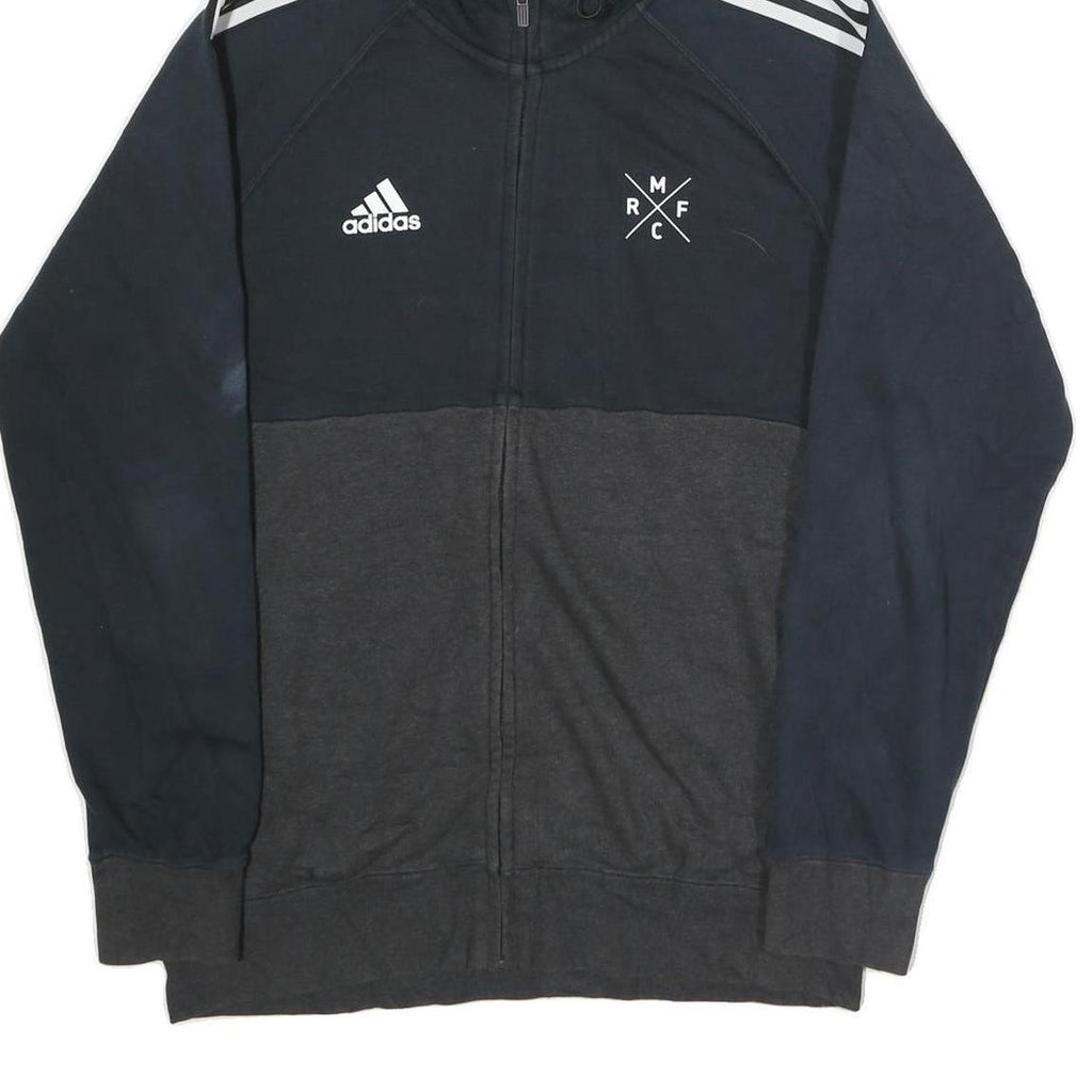 ADIDAS Mens Navy & Dark Grey Casual Zip Up Hoodie M Cotton