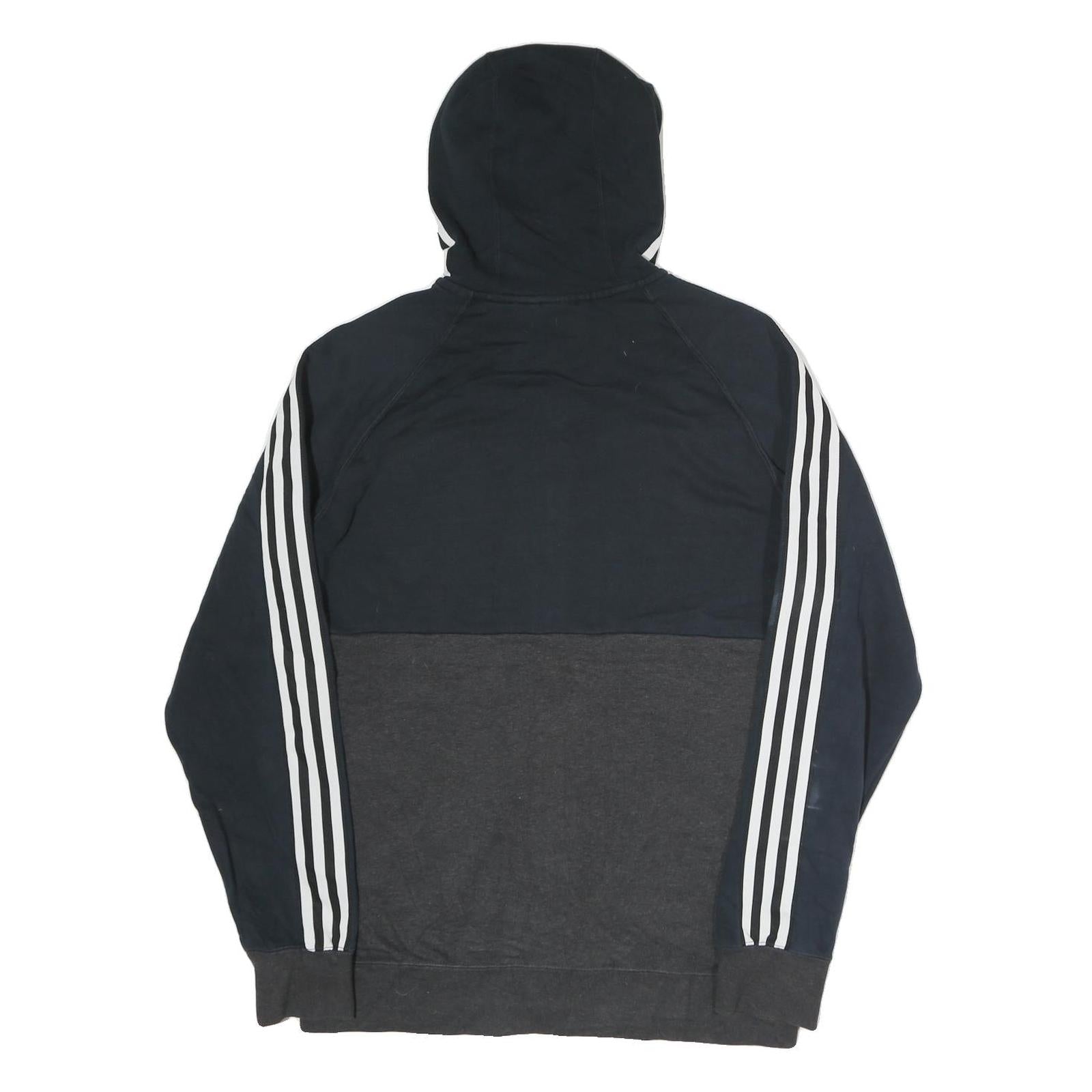 ADIDAS Mens Navy & Dark Grey Casual Zip Up Hoodie M Cotton
