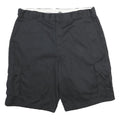 DICKIES Mens Black Cargo Shorts 2XL W42 Polyester Blend Loose Fit Workwear