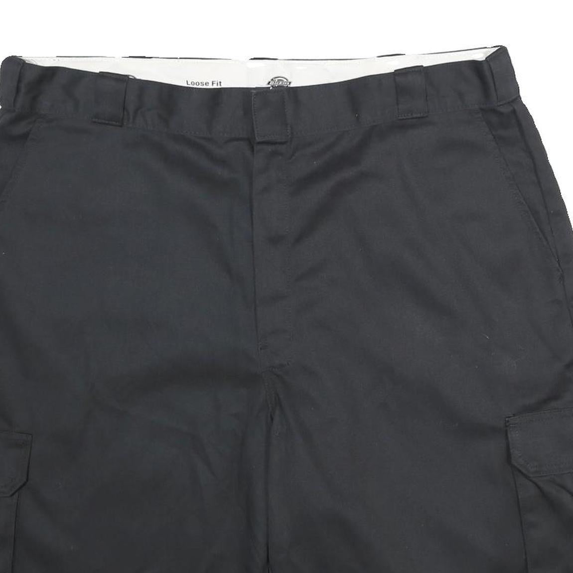 DICKIES Mens Black Cargo Shorts 2XL W42 Polyester Blend Loose Fit Workwear