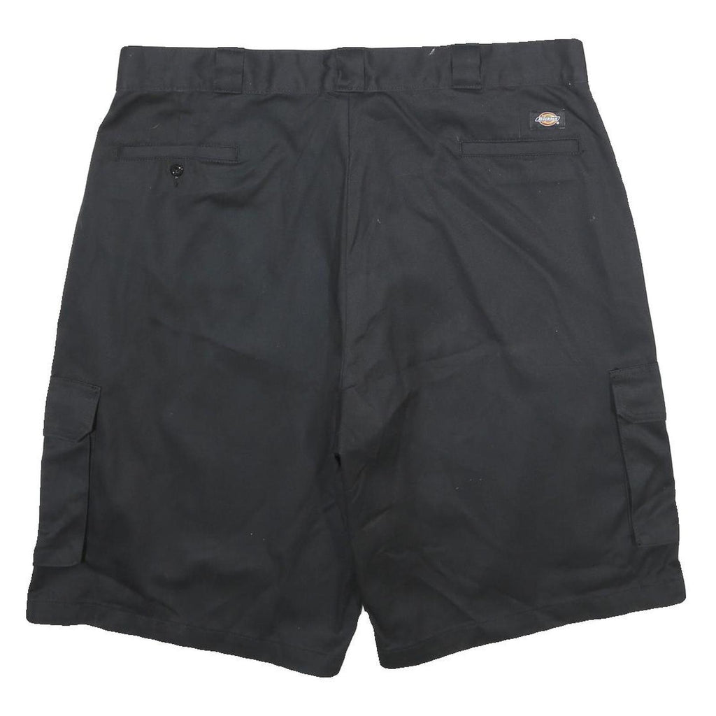 DICKIES Mens Black Cargo Shorts 2XL W42 Polyester Blend Loose Fit Workwear