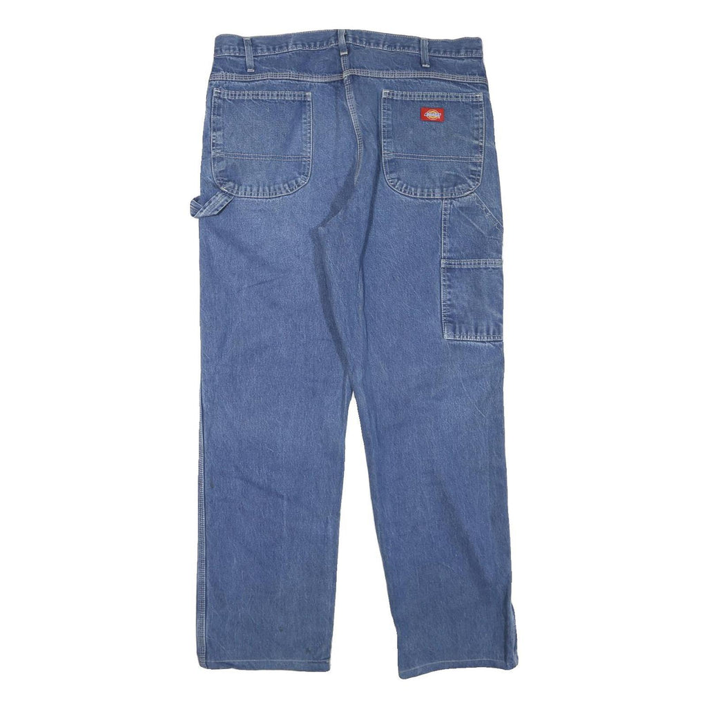 DICKIES Mens Jeans Blue Regular Straight Denim Medium W38 L30 Workwear Zip