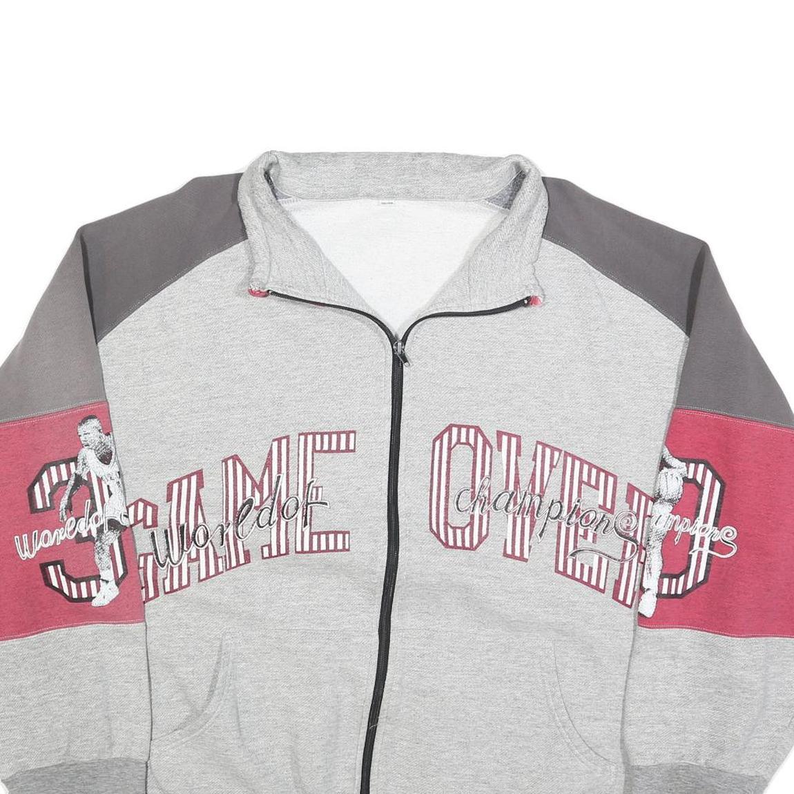 Mens Grey & Maroon Sleeve Cotton Blend Zip Up Regular Fit Casual Jacket 2XL