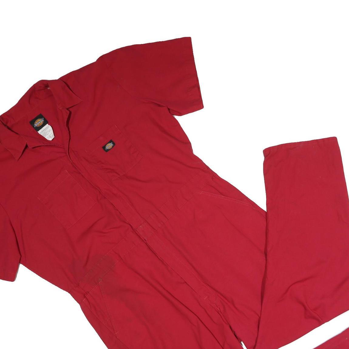 DICKIES Mens Red Short Sleeve Cotton Blend Dungarees XL W44 L30 Classic Workwear