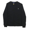 POLO RALPH LAUREN Boys Black Plain Cotton Jumper Crew Neck Basic Knit 7Y