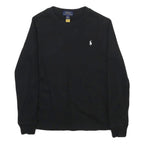 POLO RALPH LAUREN Boys Black Plain Cotton Jumper Crew Neck Basic Knit 7Y