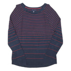 TOMMY HILFIGER Womens Navy & Red Striped Plain Crew Neck Basic Knit Jumper XL