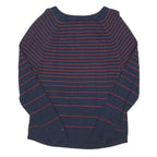 TOMMY HILFIGER Womens Navy & Red Striped Plain Crew Neck Basic Knit Jumper XL