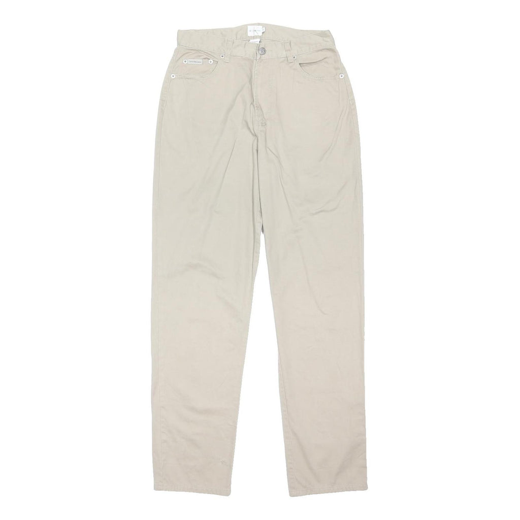 CALVIN KLEIN JEANS Womens Cotton Blend Beige Regular Straight Trousers W30 L32