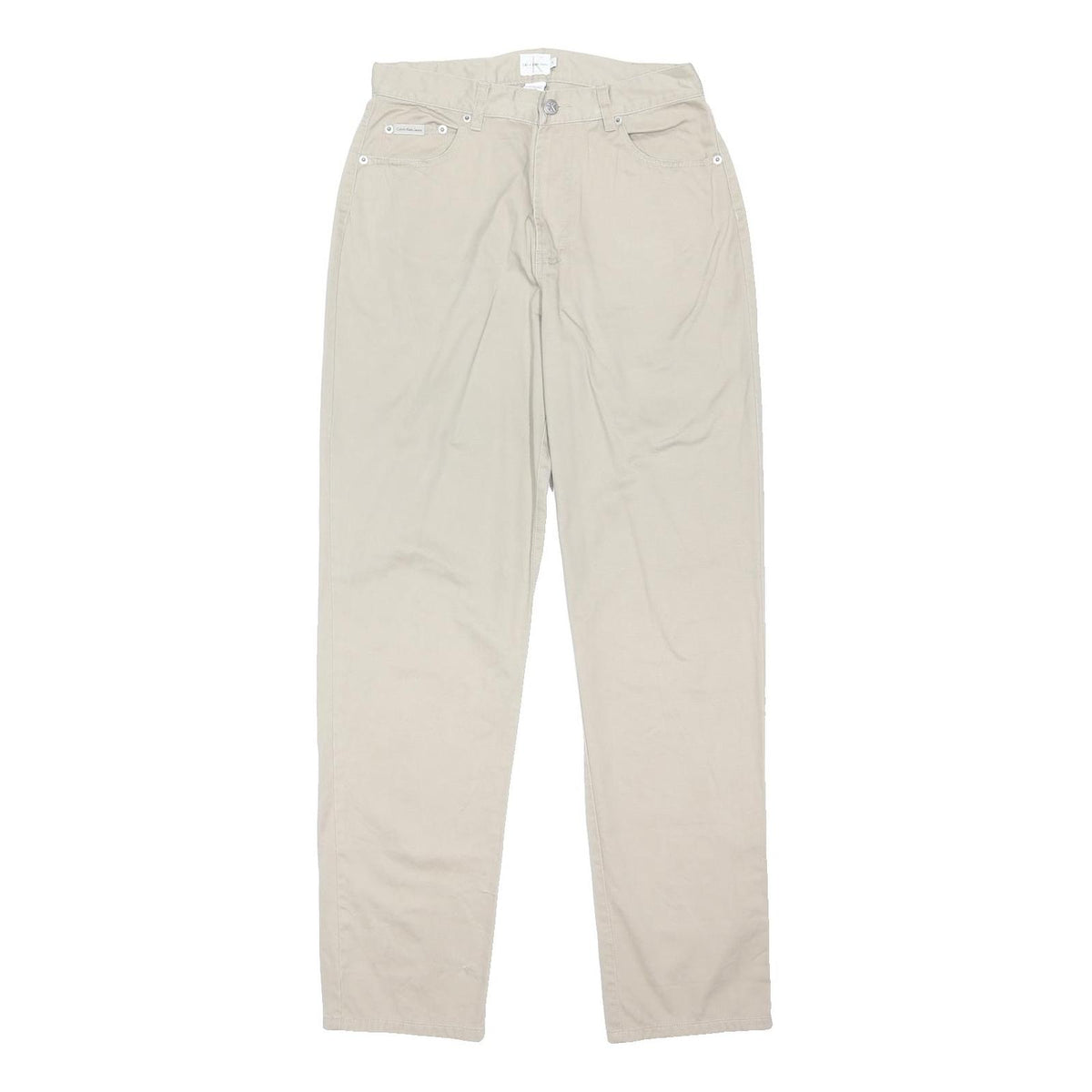 CALVIN KLEIN JEANS Womens Cotton Blend Beige Regular Straight Trousers W30 L32