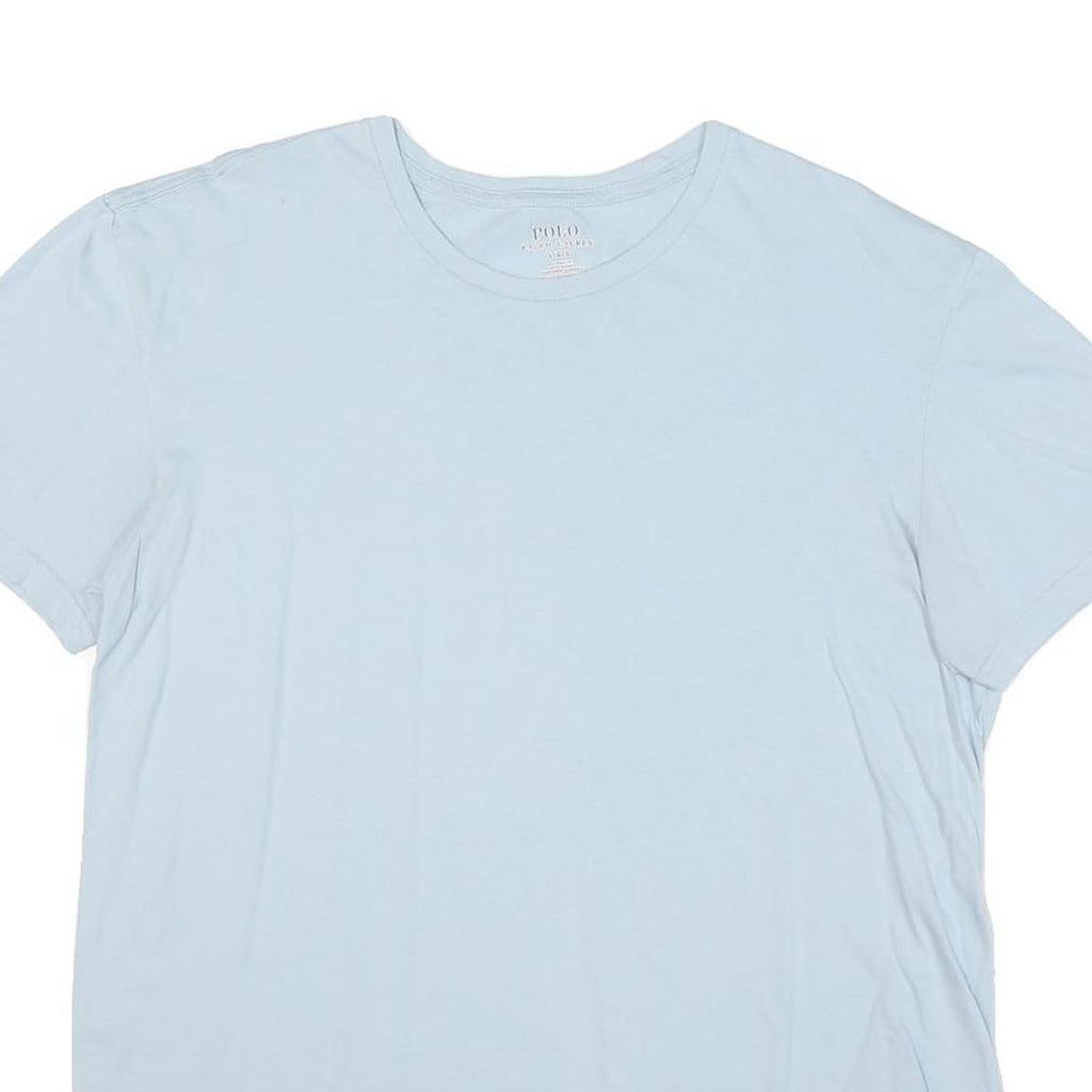 POLO RALPH LAUREN Mens Light Blue L Short Sleeve Crew Neck Plain Cotton Blend