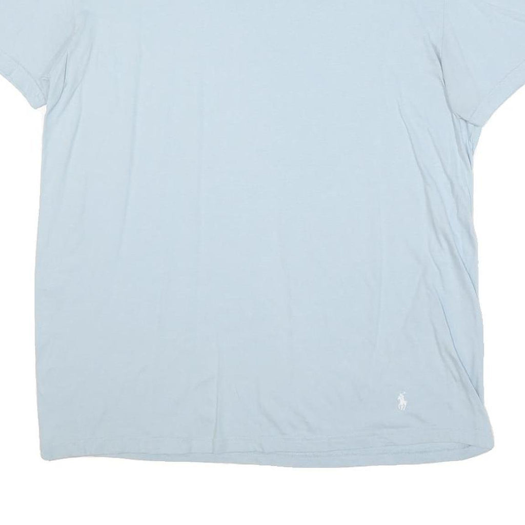 POLO RALPH LAUREN Mens Light Blue L Short Sleeve Crew Neck Plain Cotton Blend