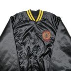 KING LOUIE Mens Black & Yellow Embroidered Button Jacket 2XL Nylon Satin Varsity