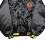 KING LOUIE Mens Black & Yellow Embroidered Button Jacket 2XL Nylon Satin Varsity