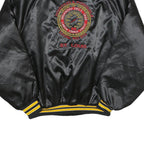 KING LOUIE Mens Black & Yellow Embroidered Button Jacket 2XL Nylon Satin Varsity