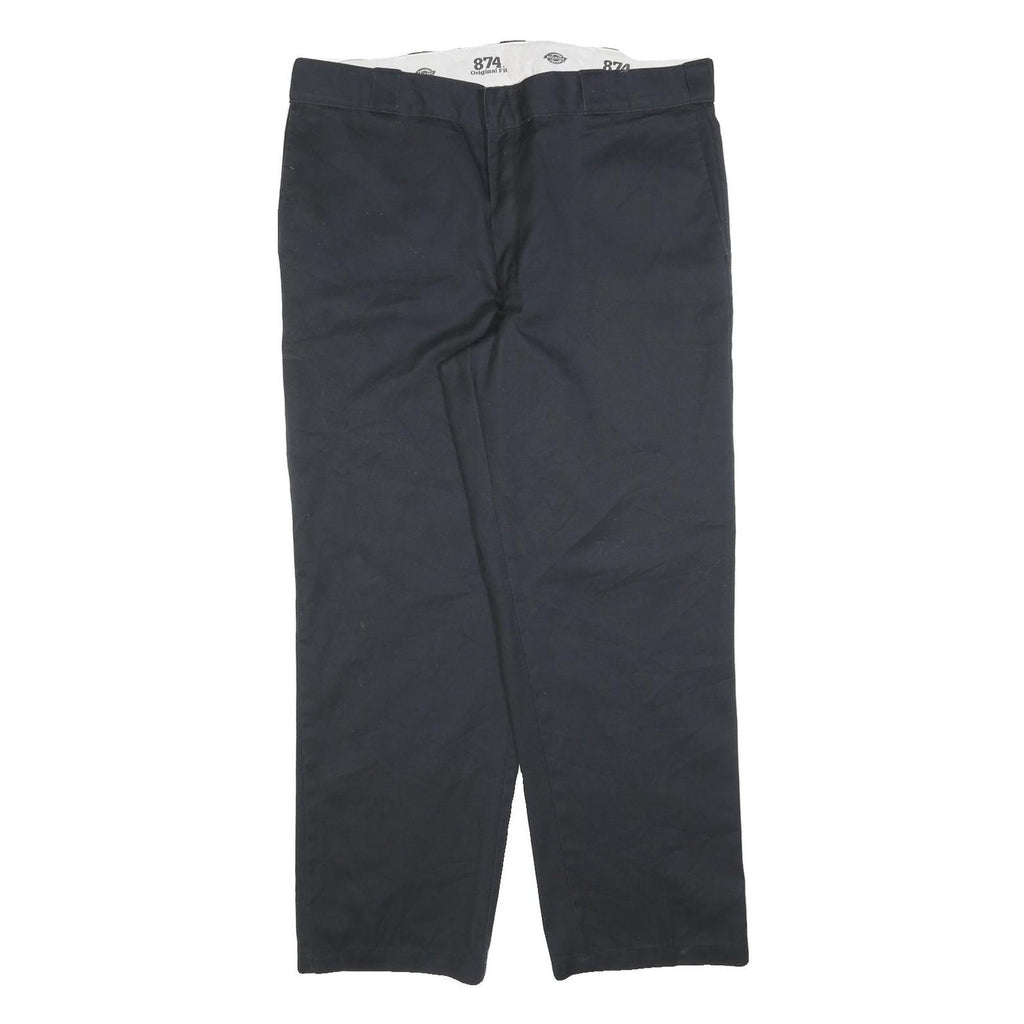 DICKIES Mens Cotton Blend Black Relaxed Straight Trousers W40 L30 Workwear