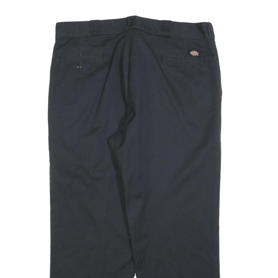 DICKIES Mens Cotton Blend Black Relaxed Straight Trousers W40 L30 Workwear