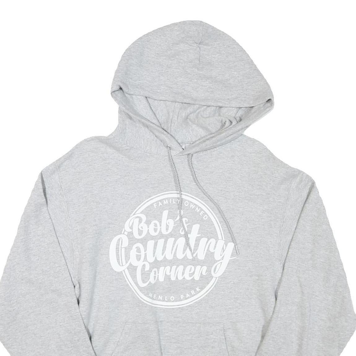 CHAMPION Mens Grey Bob's Country Corner Pullover Hoodie S Cotton Blend Logo
