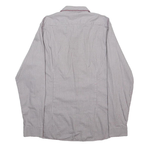 TED BAKER Mens Pink & White Check Shirt L Smart Casual Cotton Long Sleeve