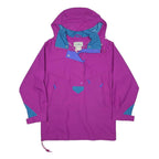 LL BEAN Womens Purple & Blue Outdoor Jacket S Polyester Hooded Zip
