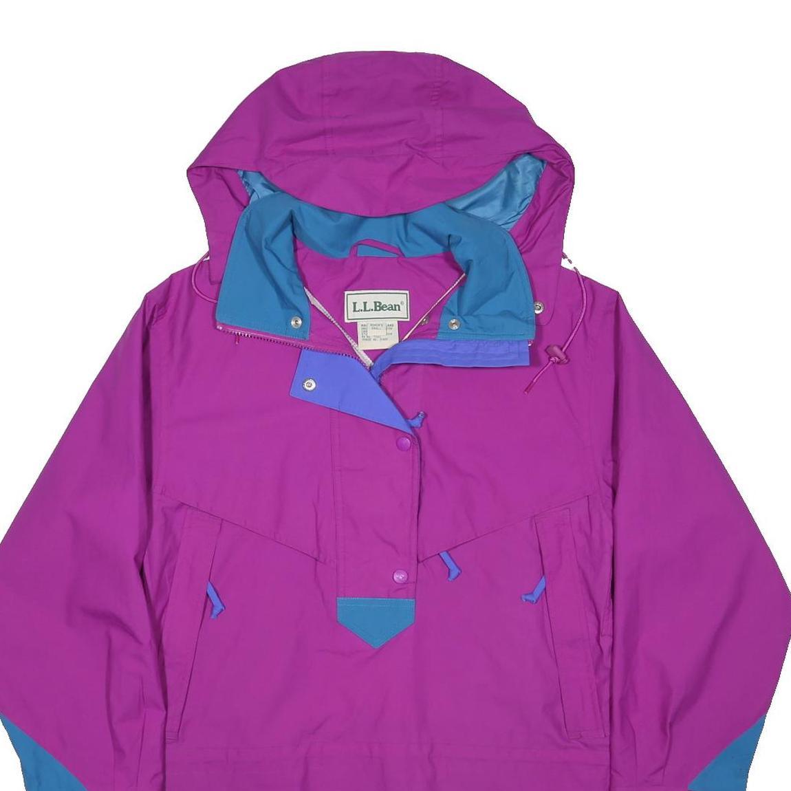LL BEAN Womens Purple & Blue Outdoor Jacket S Polyester Hooded Zip